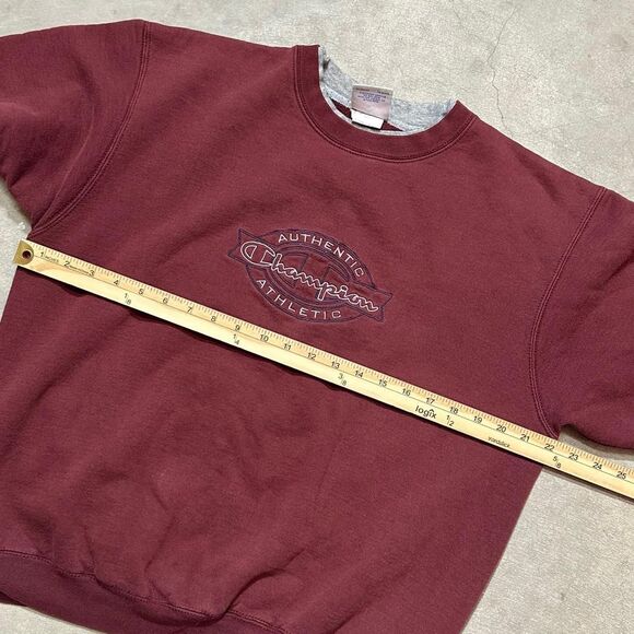 Vtg y2k Champion Men's Burgundy Red Crewneck Sweatshirt Size Medium - Picture 6 of 8